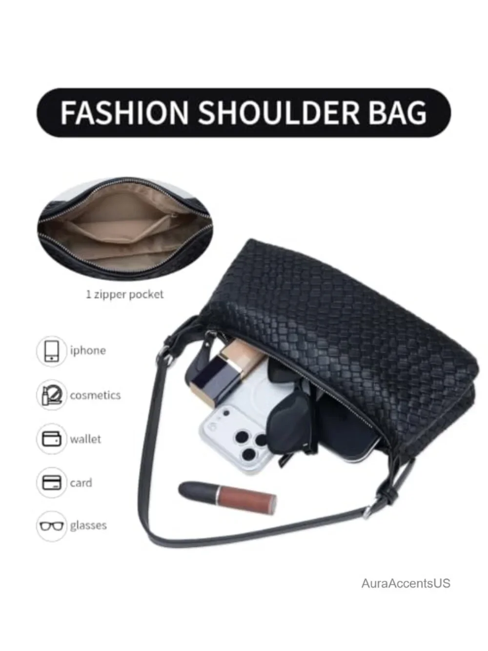 Small Woven Hobo Shoulder Crossbody Bag with Adjustable Strap